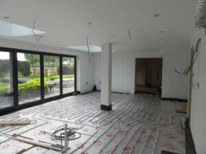 Installation of underfloor heating.