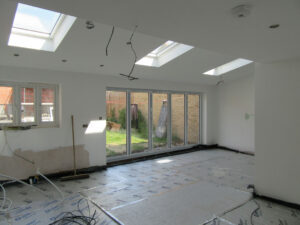 Interior completed and ready for kitchen to be fitted.