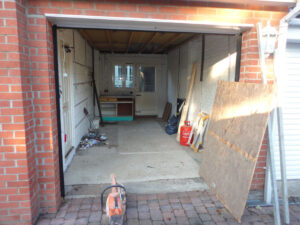 Garage conversion / games room - before.